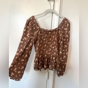 Altar’d State smocked floral long sleeve blouse size women’s small